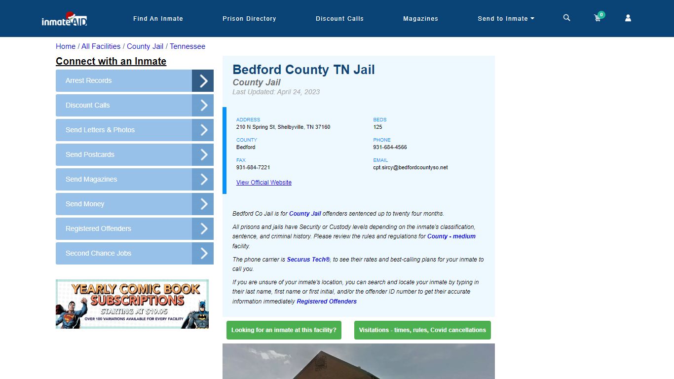 Bedford County TN Jail - Inmate Locator - Shelbyville, TN